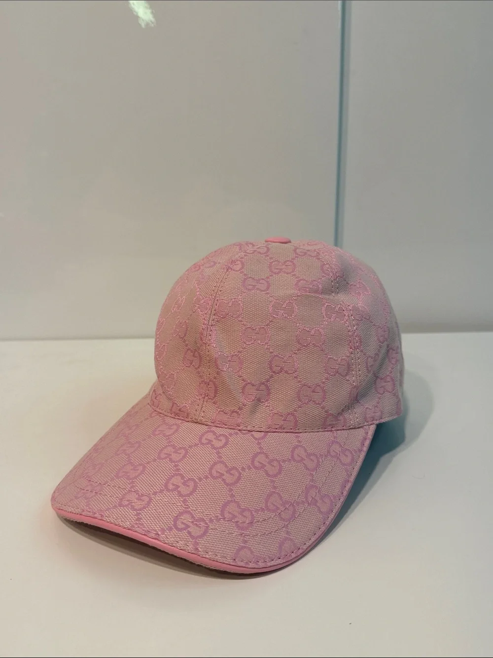 Used Pink GG monogram ball cap Gucci hat